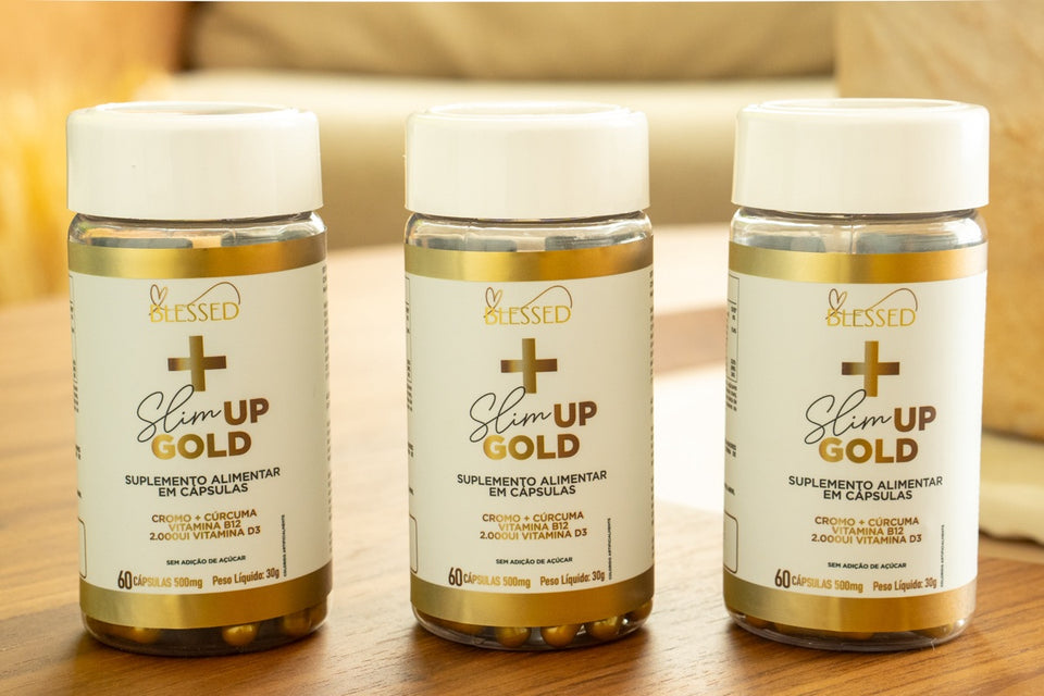 Três potes de Slim Up Gold lado a lado
