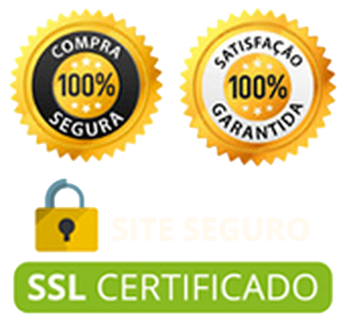 Selos: compra 100% segura, satisfação 100% garantida e site seguro com certificado SSL
